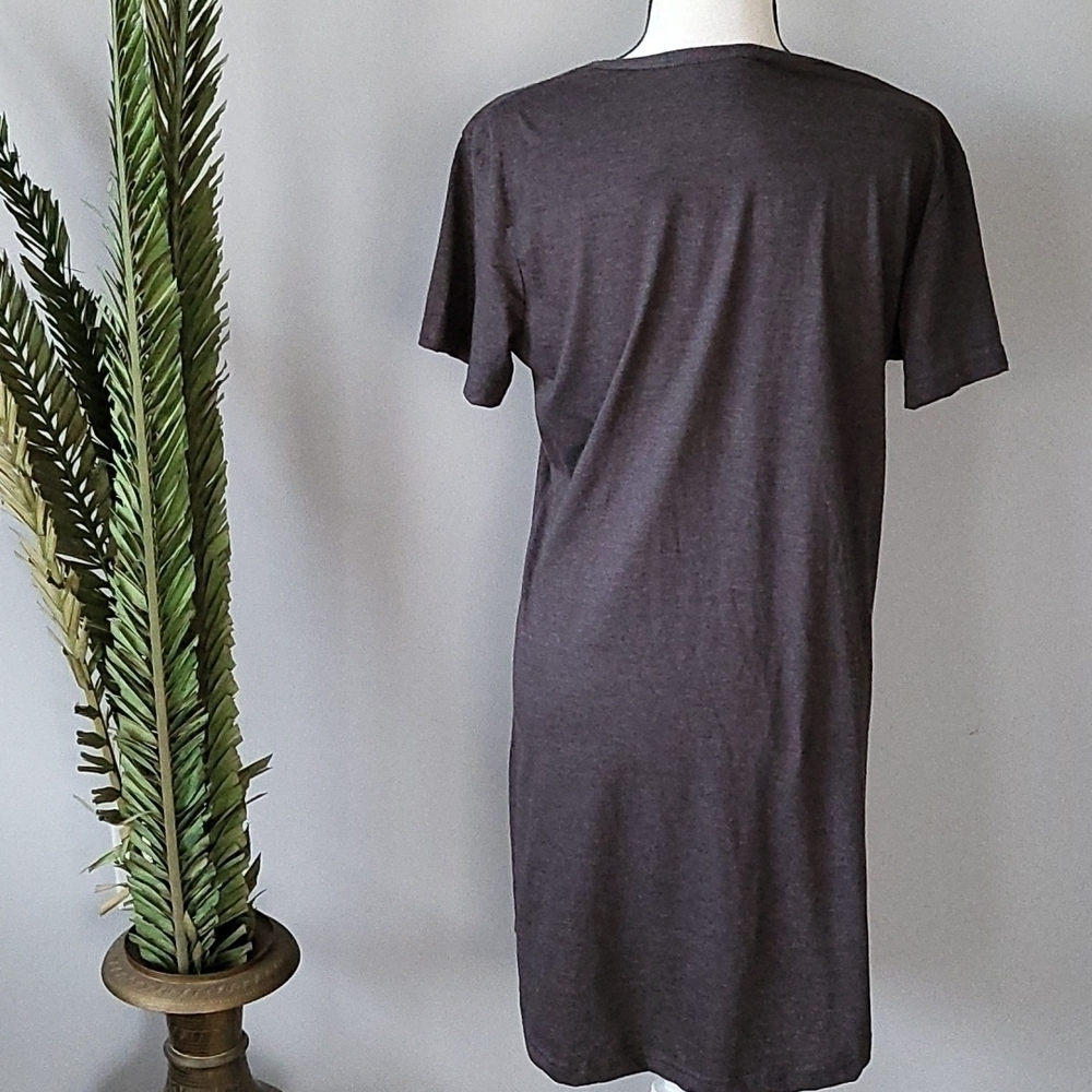 Instant Message charcoal gray short sleeve graphic print dress Size 12/14 - Picture 2 of 10